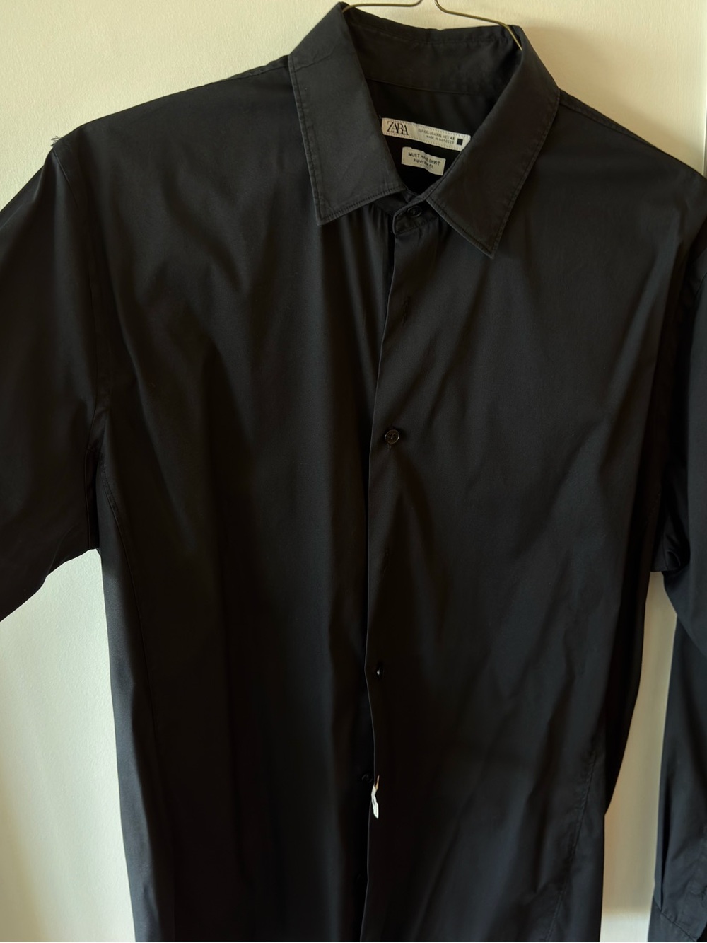 ZARA Black Long-Sleeve Classic Dress Shirt